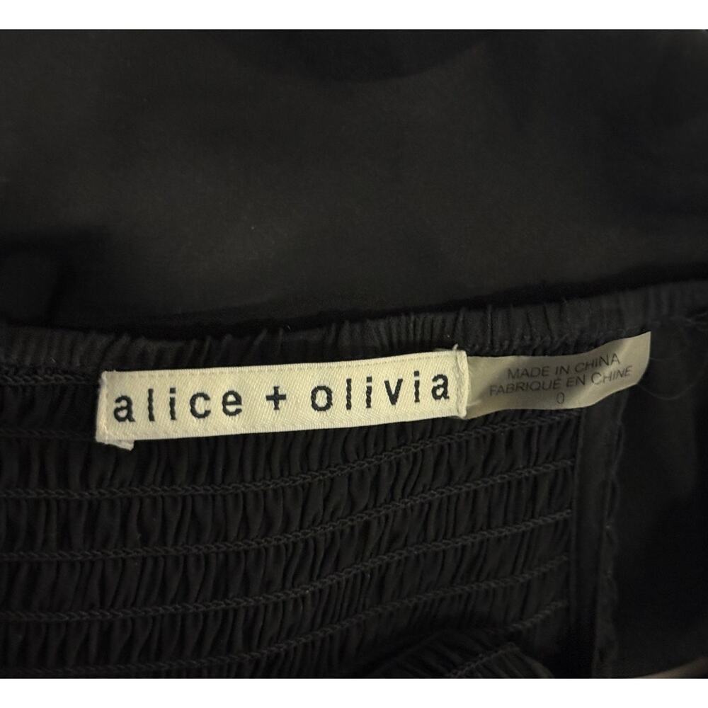 ALICE + OLIVIA Black Dora Off the Shoulder 100% Silk Tube Dress Size 0 - Picture 7 of 7